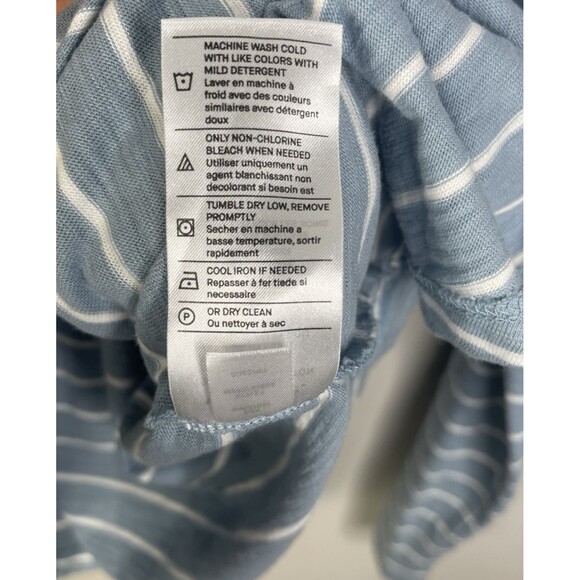 Vince Men's XL T-Shirt Blue Striped Slub Hooded Cotton Long Sleeve Tee BE17 - Picture 6 of 8